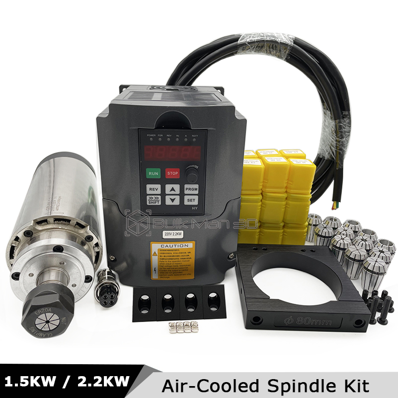 2.2KW 1.5KW 공냉식 CNC 스핀들 키트 220 - Air Cooled 1.5Kw Spindle Motor Inverter 110V 리뷰 및 가격
