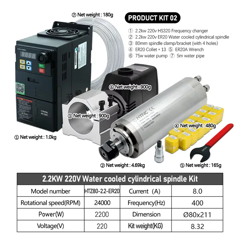 브라질에서 2.2kw 220V 110V 수냉식 스핀들( - 2.2Kw Water Cooled Spindle Kit Vfd 리뷰 및 가격