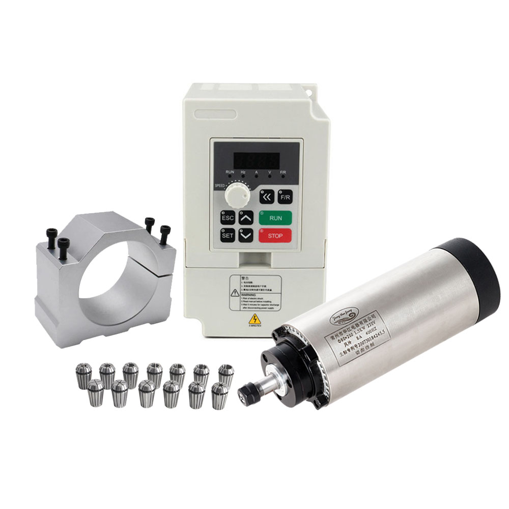 CNC 스핀들 모터 키트 80MM 1.5KW ER11  - Air Cooled 1.5Kw Spindle Motor Inverter 110V 리뷰 및 가격